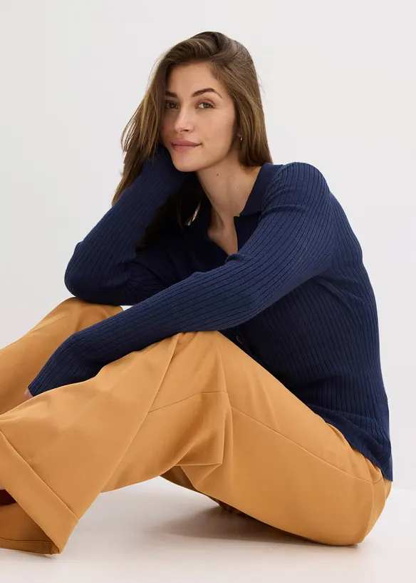 Finstrikket genser i myk viskosemiks, bonprix