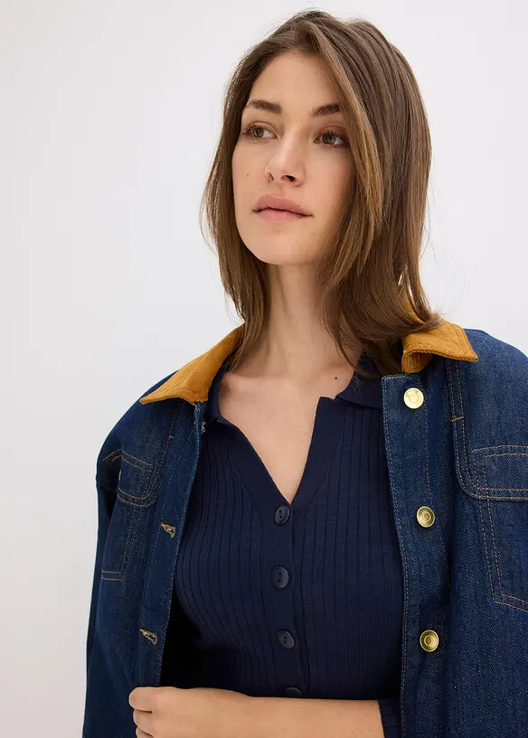 Finstrikket genser i myk viskosemiks, bonprix