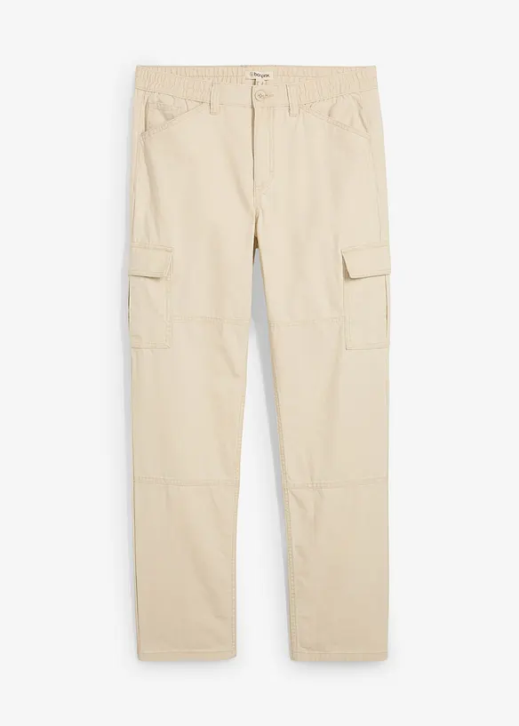 Relaxed Fit-cargobukse i bomullskanvas, Straight, bonprix
