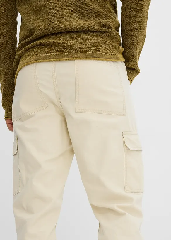 Relaxed Fit-cargobukse i bomullskanvas, Straight, bonprix
