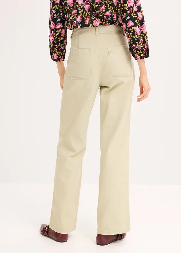 High Waist-twillbukse med påsatte lommer, bonprix