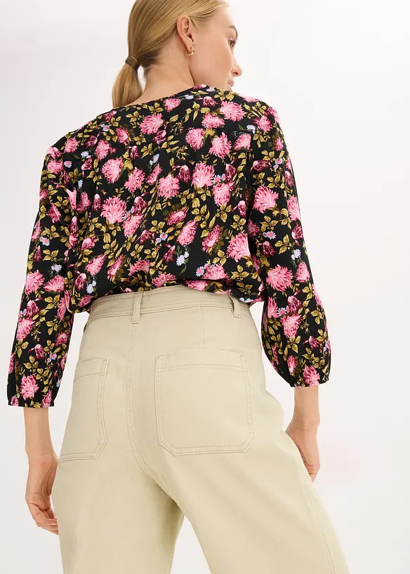 High Waist-twillbukse med påsatte lommer, bonprix