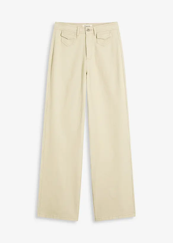 High Waist-twillbukse med påsatte lommer, bonprix