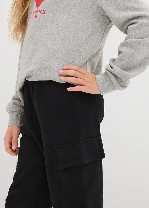 Joggebukse i 100% økologisk bomull og cargomodell, bonprix