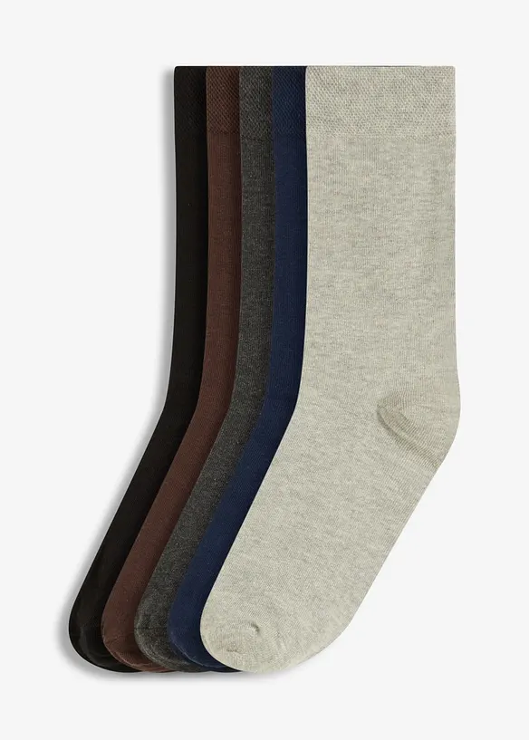 Sokker med kanter som ikke trykker og økologisk bomull (5-pack), bonprix