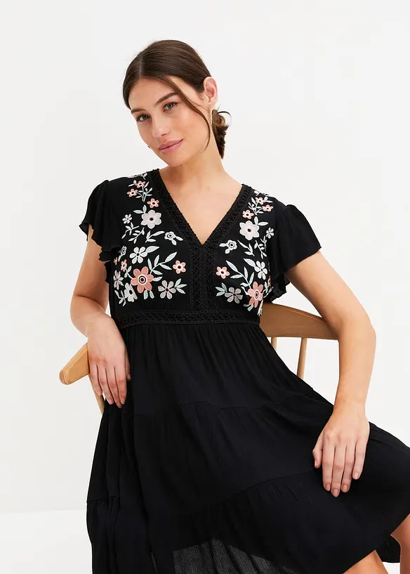 Minikjole med broderi, bonprix