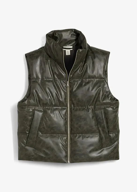 Vattert vest i imitert skinn, bonprix