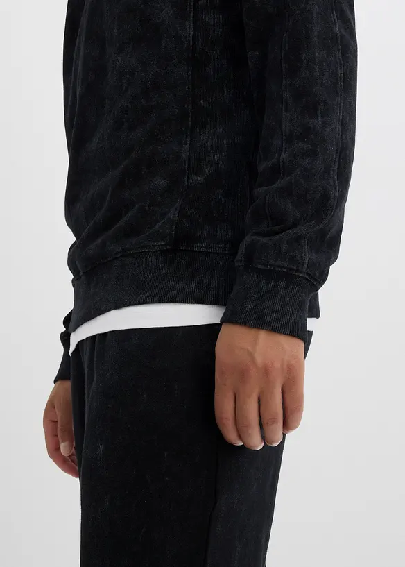 Sweatshirt i vasket materiale i 100% økologisk bomull, bonprix