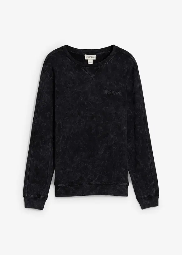 Sweatshirt i vasket materiale i 100% økologisk bomull, bonprix