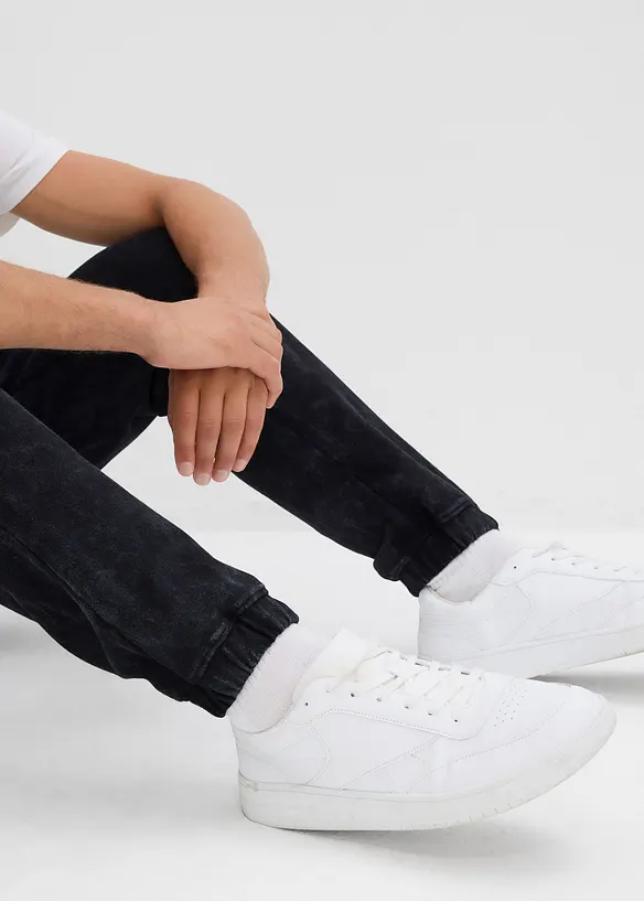 Sweatbukse i vasket look av 100% økologsik bomull, Loose Fit, bonprix