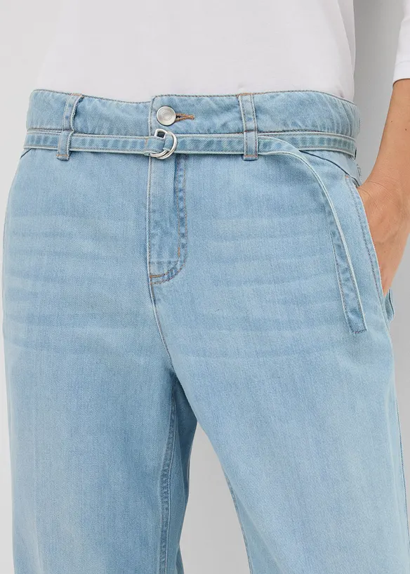 Wide Leg-jeans med belte Mid Waist, bonprix