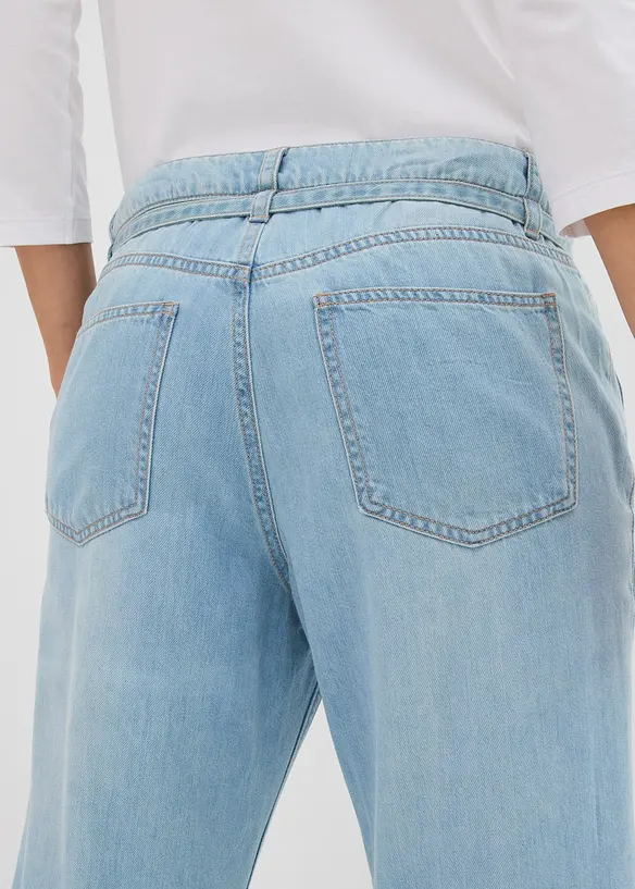 Wide Leg-jeans med belte Mid Waist, bonprix