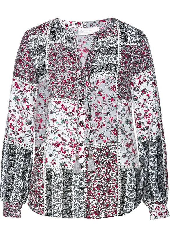 Bluse med trykk, bonprix