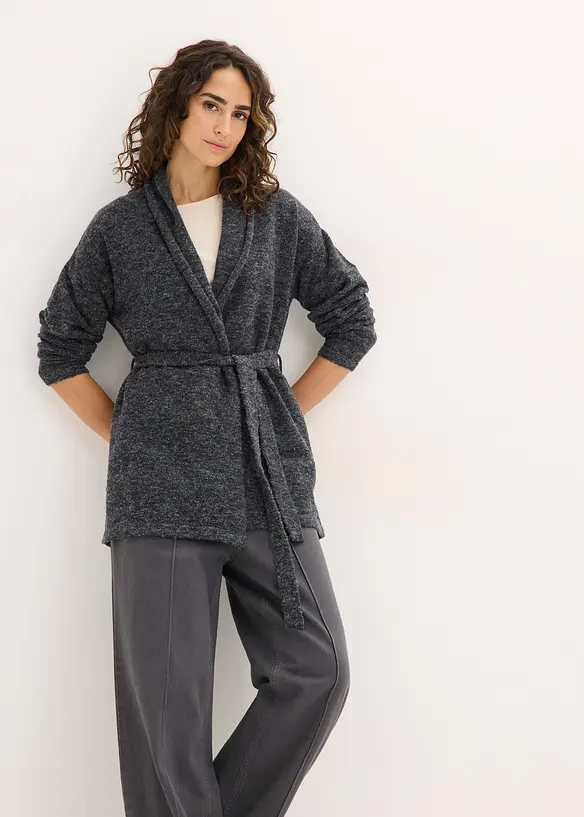 Strikkejakke i lodden, fluffy strikk, bonprix