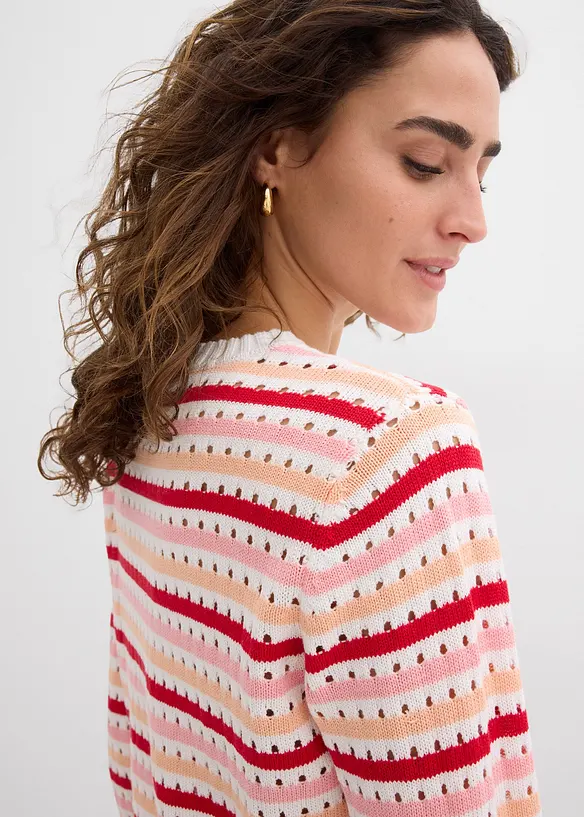 Strikket topp med stripemønster, bonprix