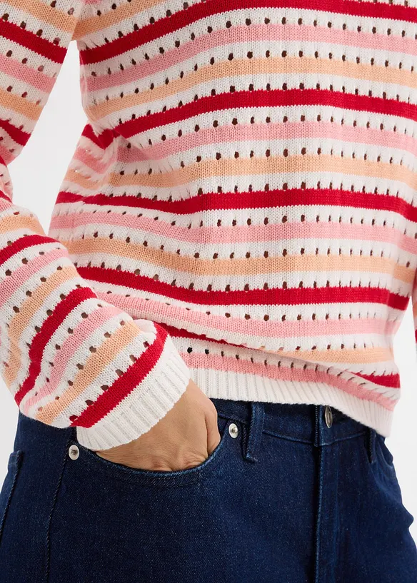 Strikket topp med stripemønster, bonprix