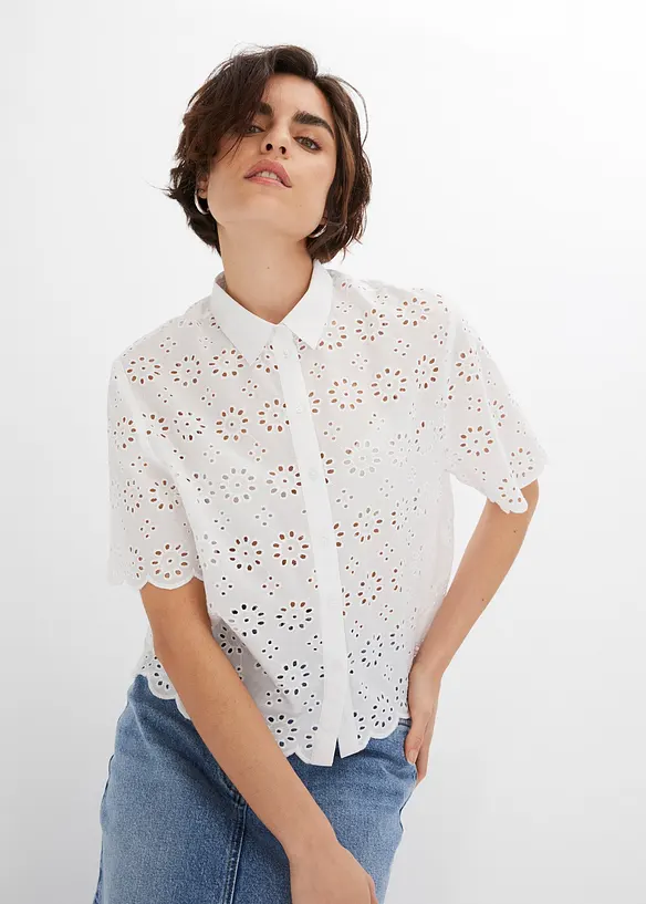 Kortermet bluse i 100% bomull, bonprix