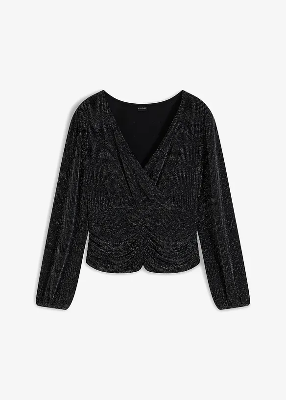 Langermet topp med glittereffekt, bonprix