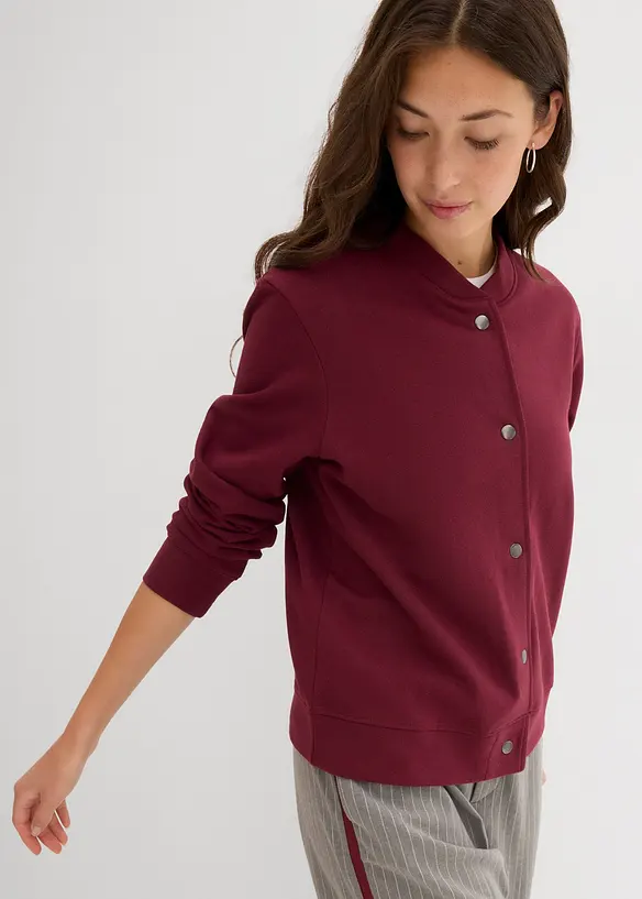 Sweat-bomberjakke med knapper, bonprix