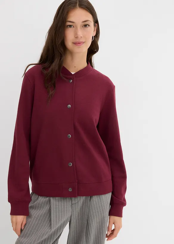 Sweat-bomberjakke med knapper, bonprix