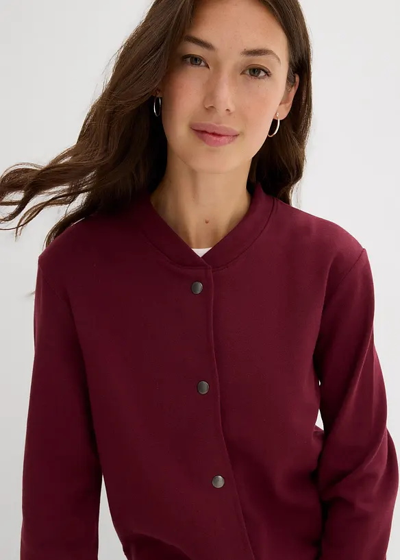 Sweat-bomberjakke med knapper, bonprix
