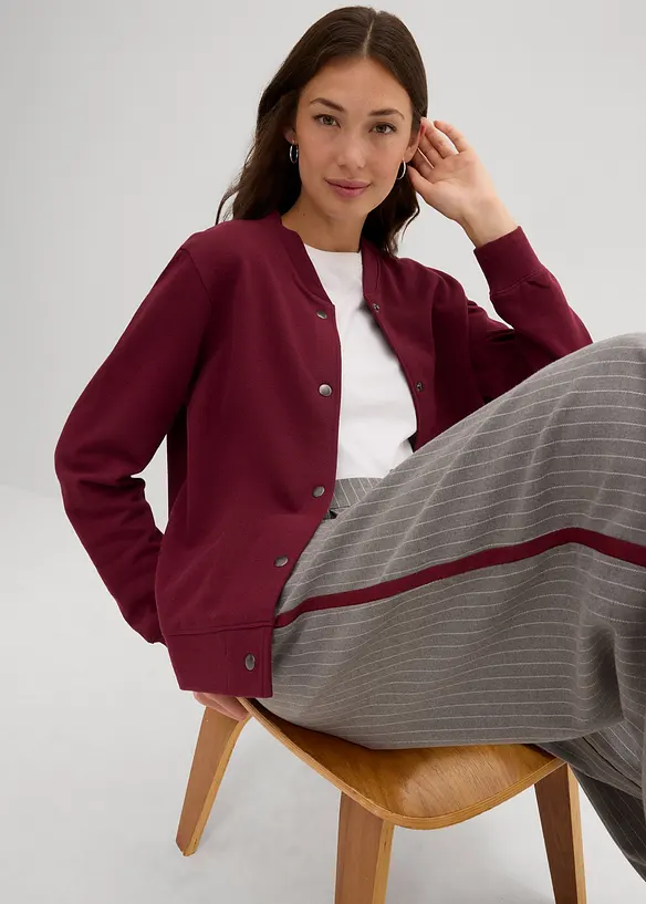 Sweat-bomberjakke med knapper, bonprix