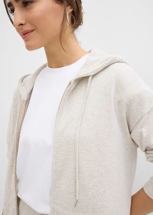 Finstrikket cardigan i lett viskosemiks, bonprix
