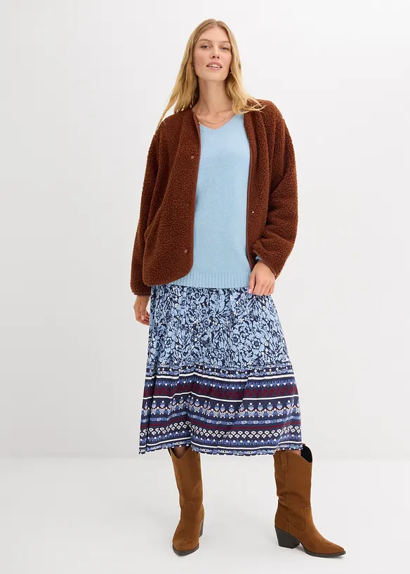 Finstrikket genser i mykt garn med ballongermer, bonprix