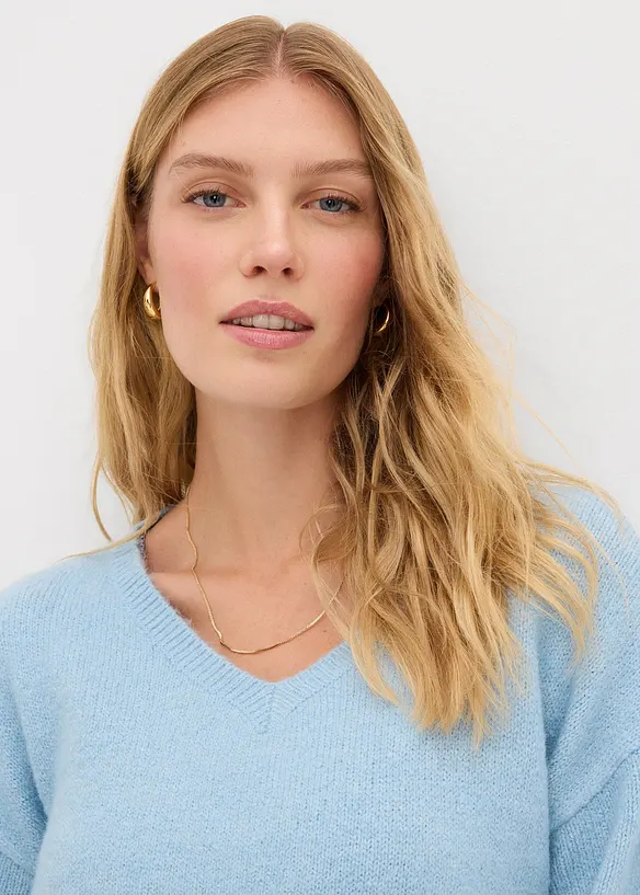 Finstrikket genser i mykt garn med ballongermer, bonprix