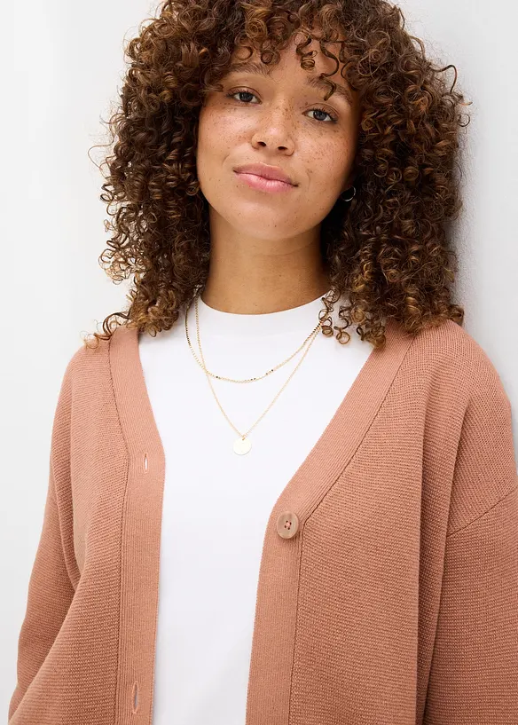 Cardigan i formstabil ribbestrikk, bonprix