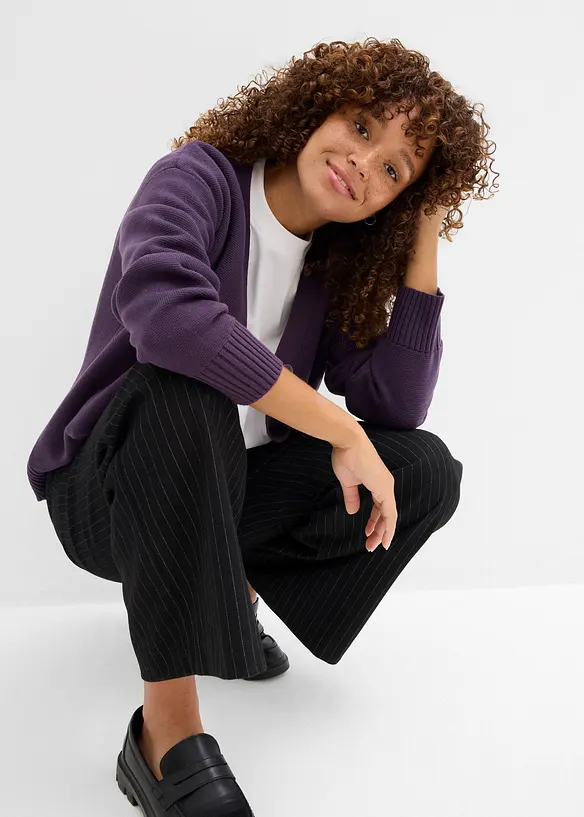 Cardigan i formstabil ribbestrikk, bonprix