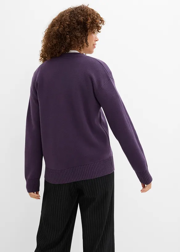 Cardigan i formstabil ribbestrikk, bonprix