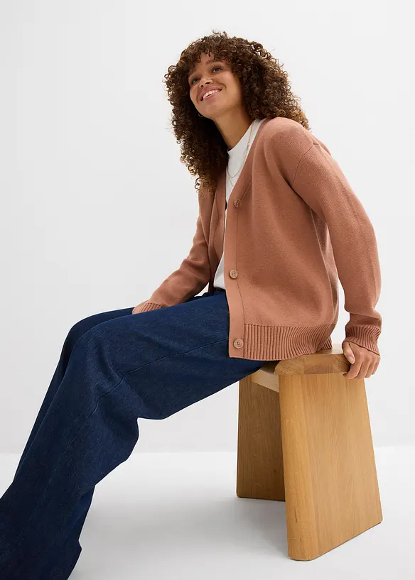Cardigan i formstabil ribbestrikk, bonprix