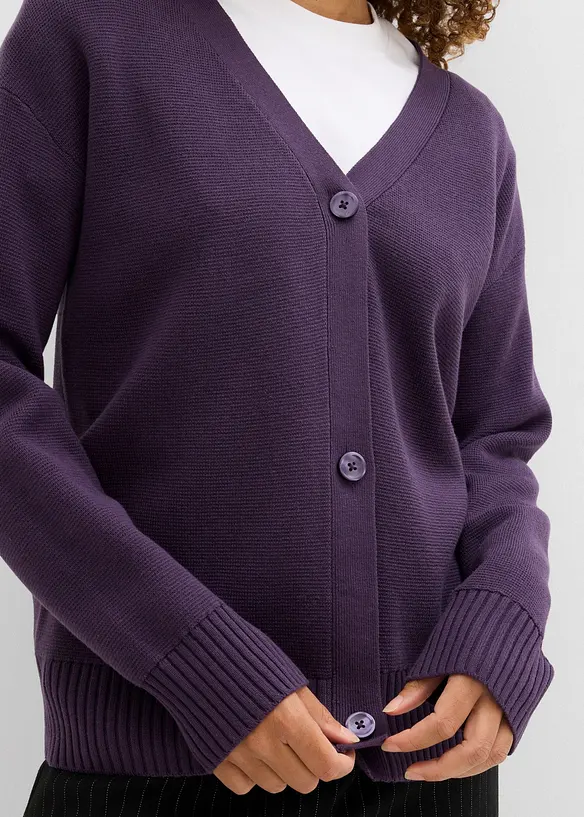 Cardigan i formstabil ribbestrikk, bonprix