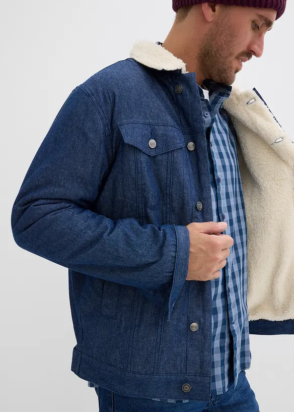 Denimjakke med pilefôr, bonprix