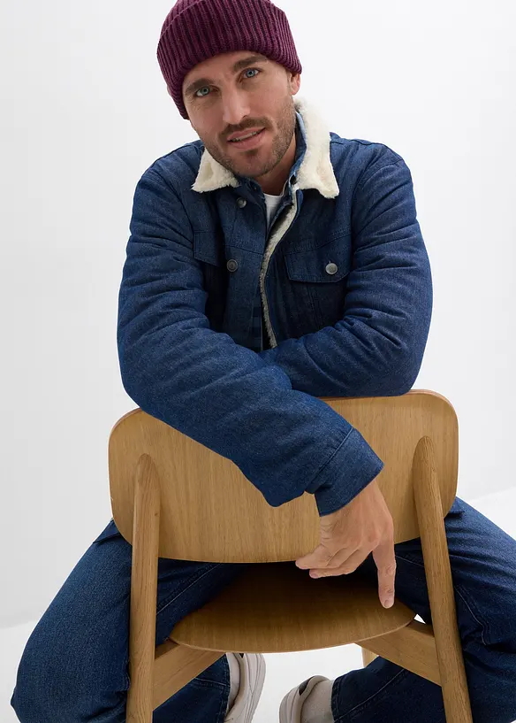 Denimjakke med pilefôr, bonprix