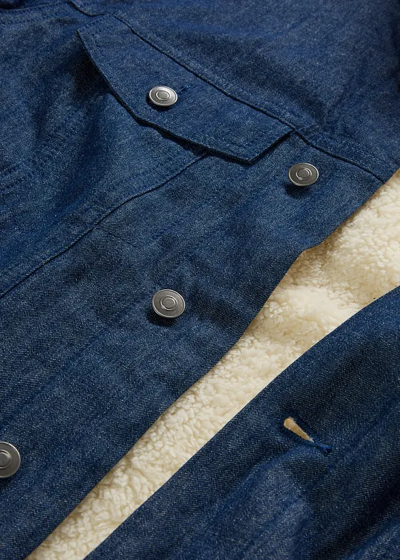 Denimjakke med pilefôr, bonprix