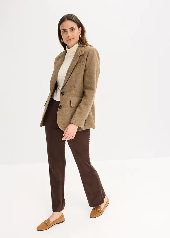 Blazer med fiskebeinsmønster og ullandel, bonprix