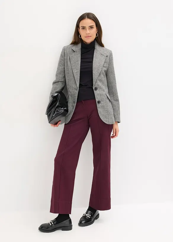 Blazer med fiskebeinsmønster og ullandel, bonprix