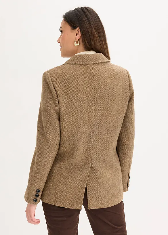 Blazer med fiskebeinsmønster og ullandel, bonprix
