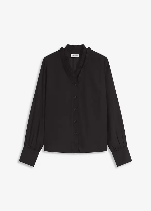 Chiffonbluse med rysjer, bonprix