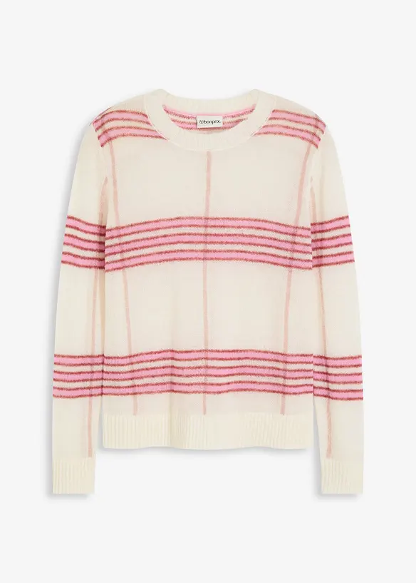 Genser i ledig strikk med ull- og alpakkaandel, bonprix