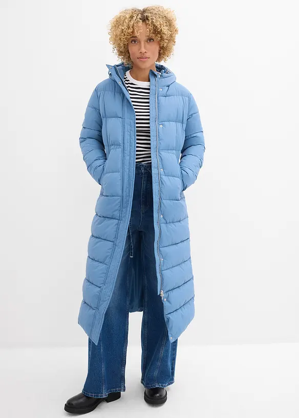 Lang, vattert kåpe med hette, bonprix