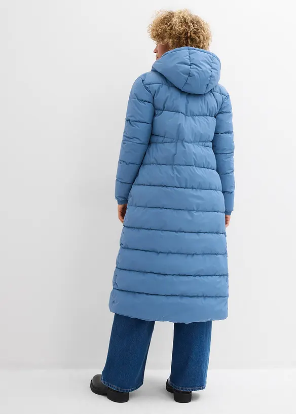 Lang, vattert kåpe med hette, bonprix