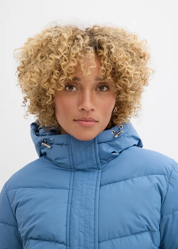 Lang, vattert kåpe med hette, bonprix