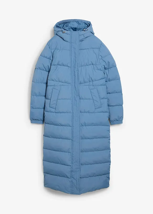 Lang, vattert kåpe med hette, bonprix