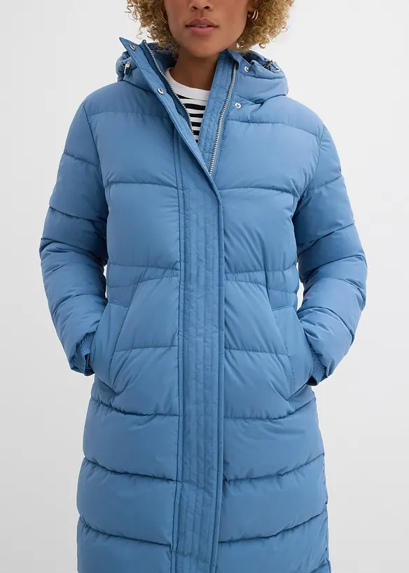 Lang, vattert kåpe med hette, bonprix