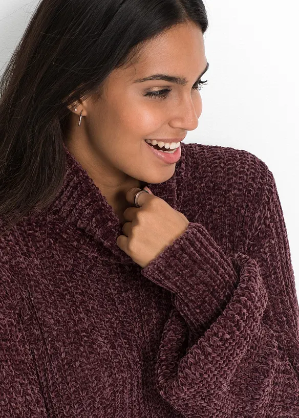 Strikket kjole i chenille av resirkulert polyester, bonprix