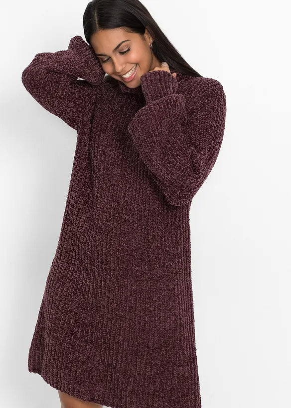 Strikket kjole i chenille av resirkulert polyester, bonprix