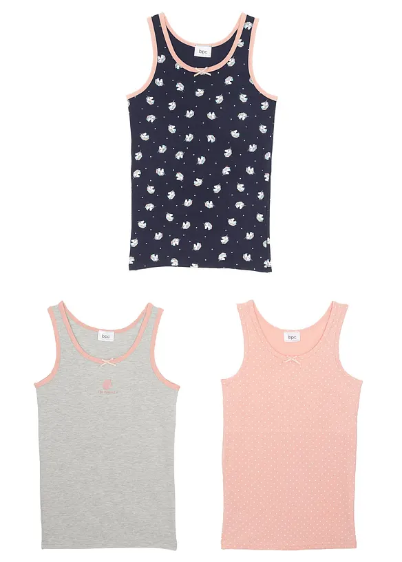 Singlet med myk, økologisk bomull (3-pack), bonprix